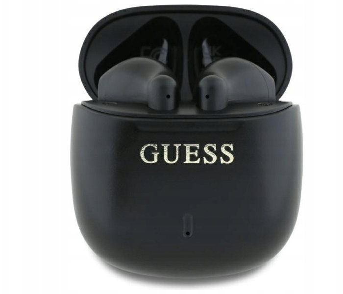 Słuchawki Guess Bezprzewodowe słuchawki douszne Guess Bluetooth + stacja dokująca Printed Classic Logo czarny