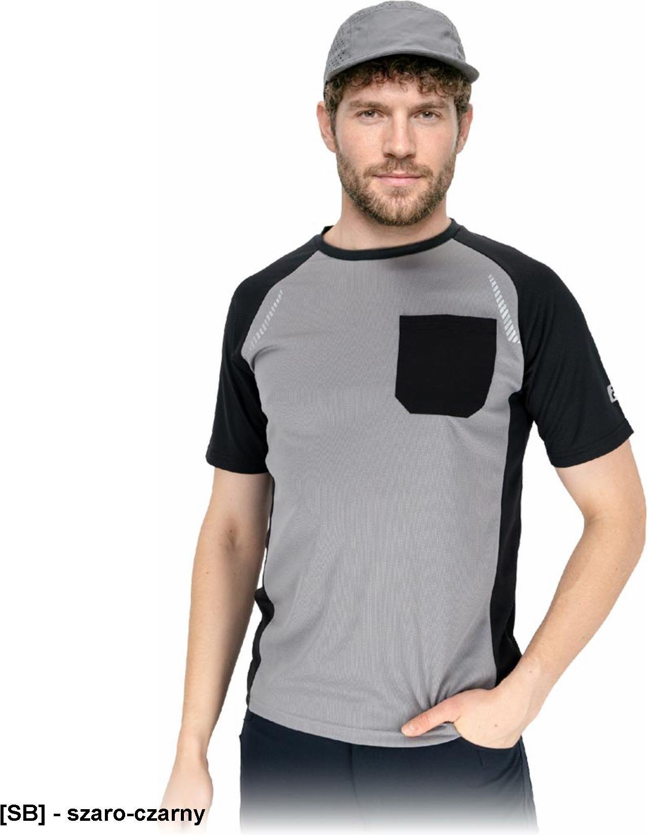 Reis T-shirt męski krótki rękaw siateczka super wentylacja elementy odblaskowe kieszonka nadruki spo...