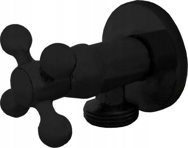 IDMAR Zawór kątowy 1/2x1/2 z głowicą ceramiczną RETRO 1010 czarny mat