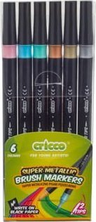 Cricco Pisaki metaliczne pędzelkowe dwustronne 6 kolorów pvc etui [0|0]