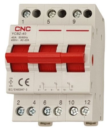 CNC Modułowy przełącznik YCBZ-40, 3P, 40A, 1-0-2