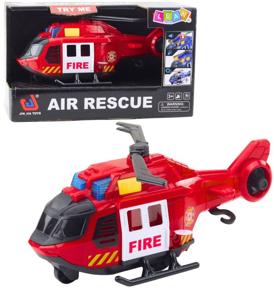 Helikopter Strażacki Z Dźwigiem Światła Dźwięki Czerwony