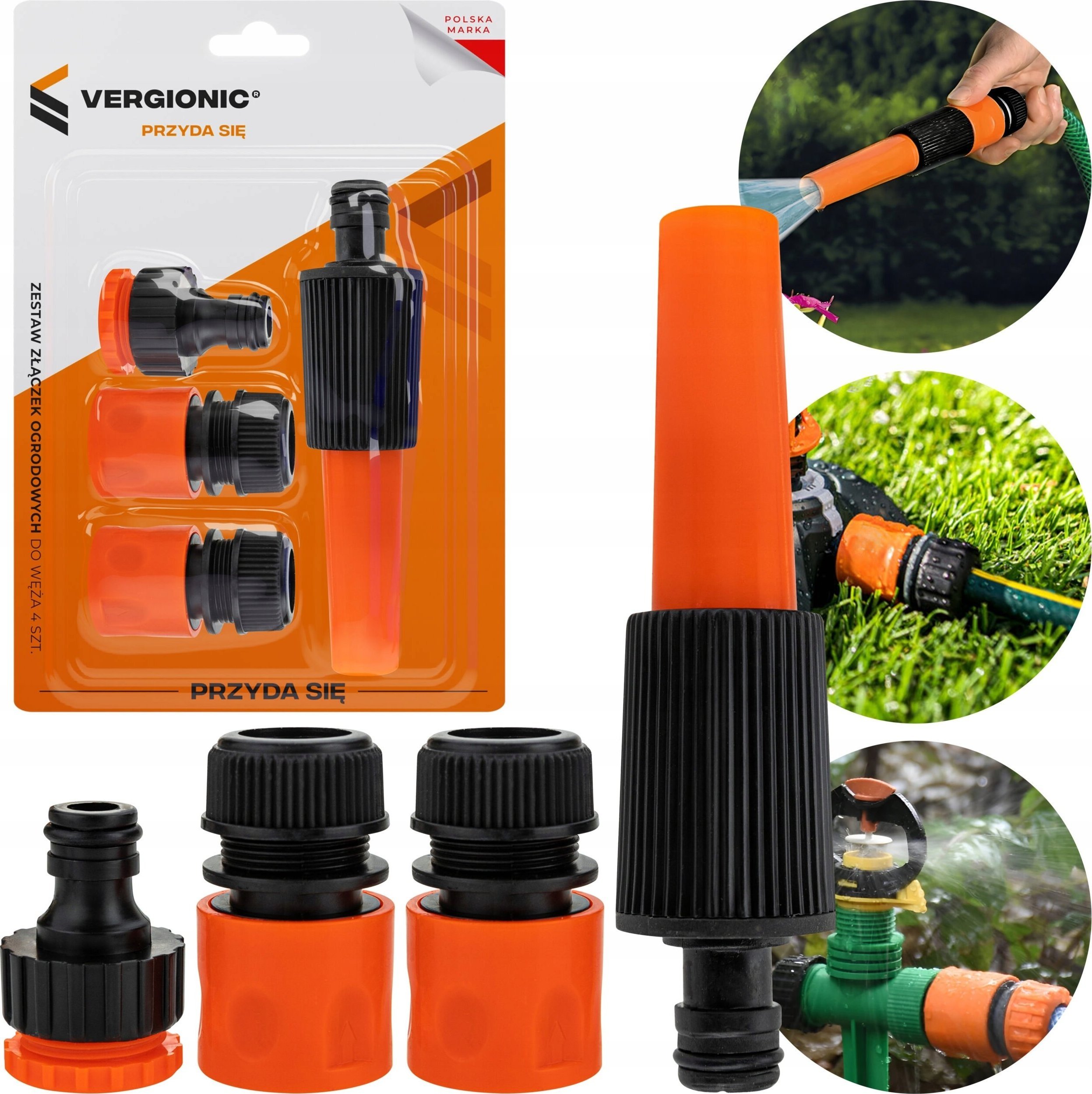VERGIONIC Zestaw Złączek Ogrodowych Do Węża Szybkozłączki Dysza Przyłącz Na Kran 4el.