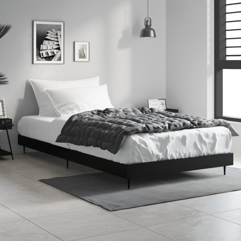 Фото - Ліжко VidaXL Rama łóżka, czarna, 90x200 cm, materiał drewnopochodny 