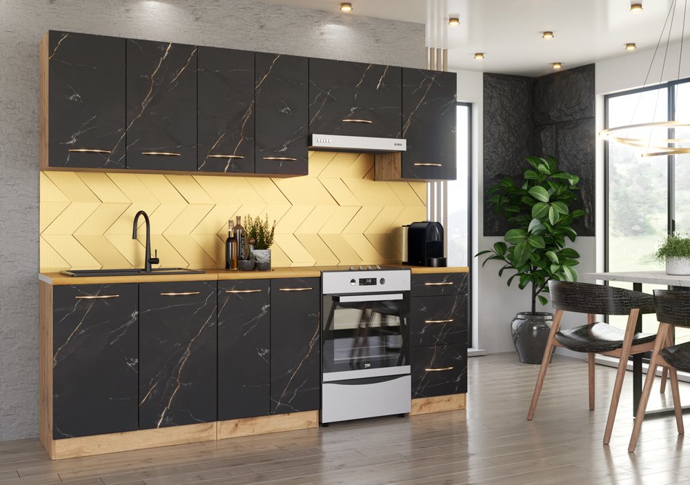 Meble Kuchenne Nowoczesne Komplet Mokka 2.4m Zestaw Modułowy San Sebastian