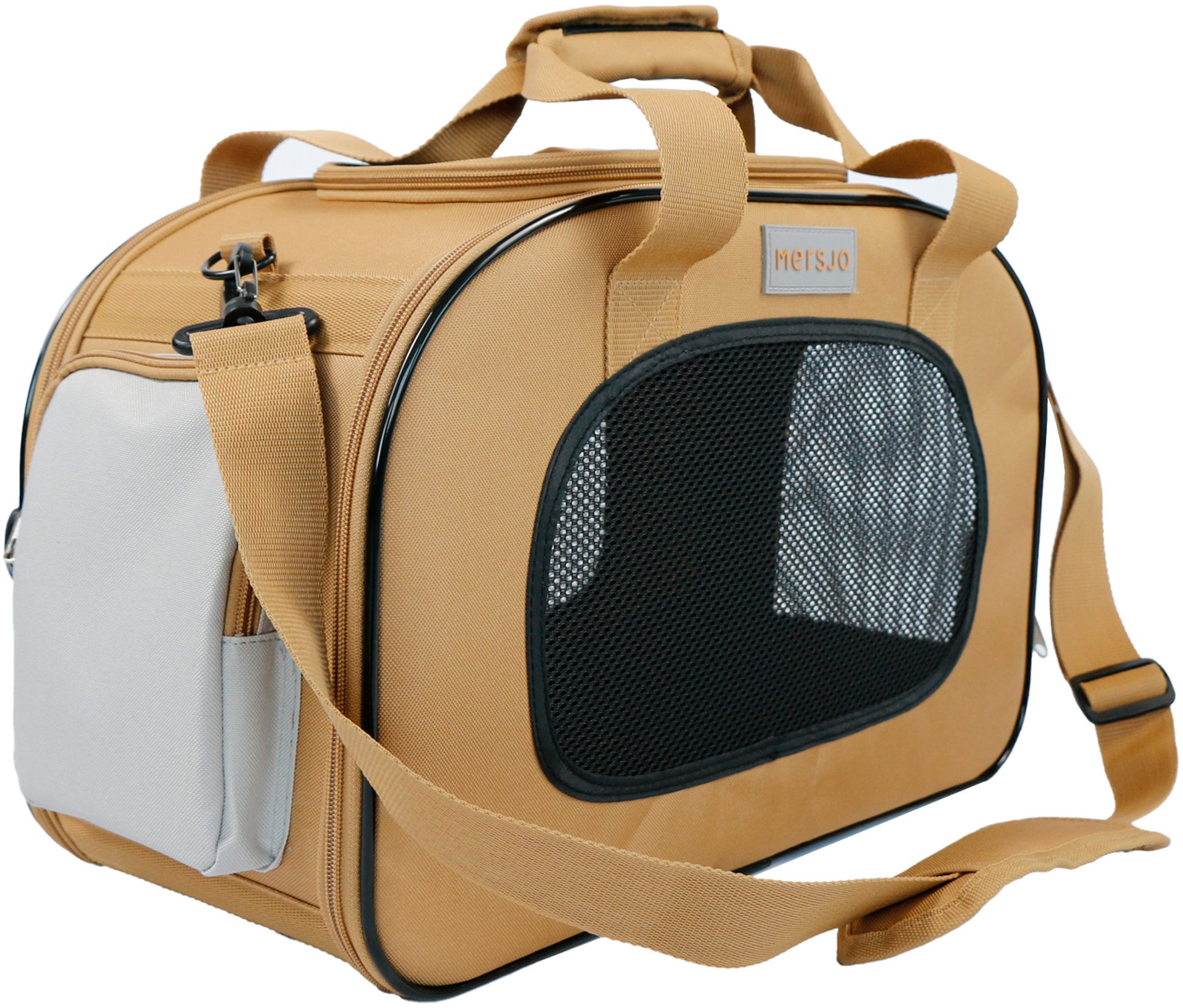 Mersjo Voyager transporter dla psa i kota do 8 kg, usztywniana torba 4 wejścia z matą, samochodowa, ...
