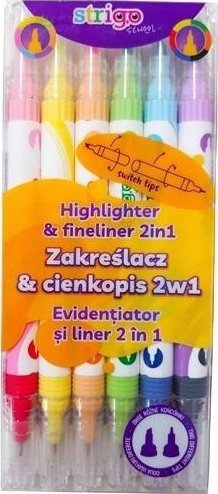 Strigo Zakreślacz i cienkopis 2w1 6 kolorów STRIGO