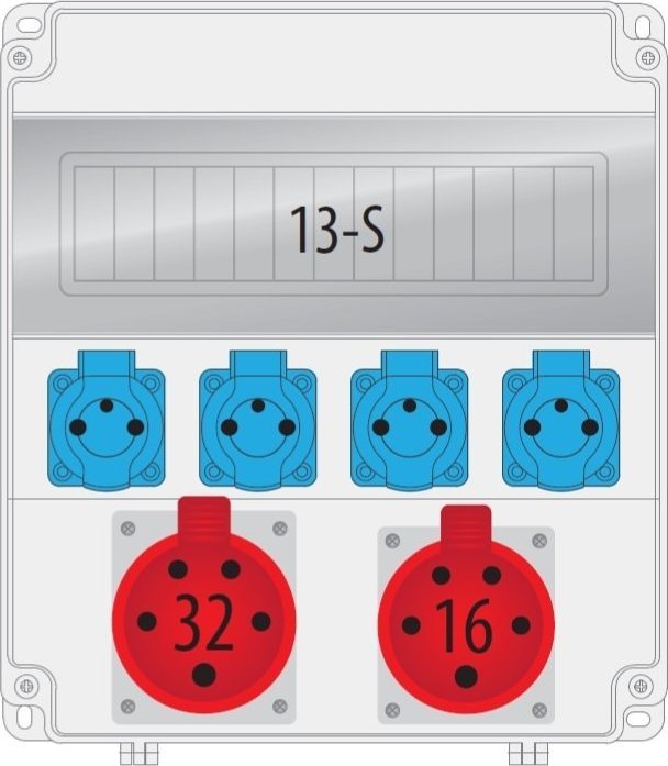 Pawbol Rozdzielnica R-BOX LUX 320R 1x16A/5p 1x32A/5p 4x250V 13S - B.18.320-3