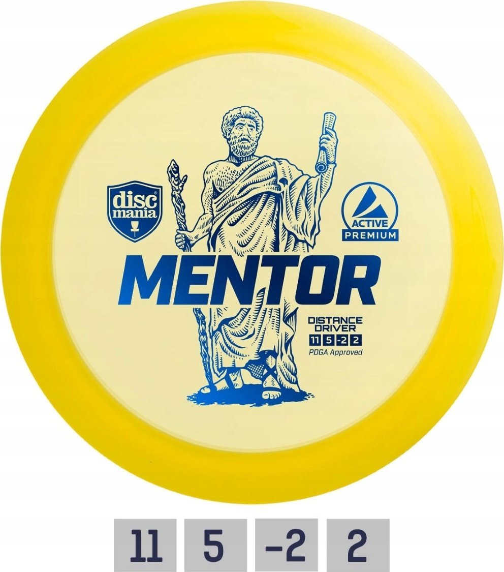 Discmania Diskgolfo dysk Distance Driver MENTOR Active Premium żółty