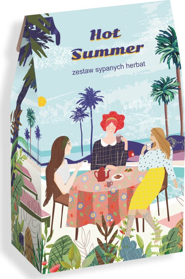 Cup&You HOT SUMMER. Zestaw herbat na lato - 10 saszetek 10x 5g z herbatą różnego rodzaju i smaku + bawełniany filtr do herbaty, idealny letni podarune