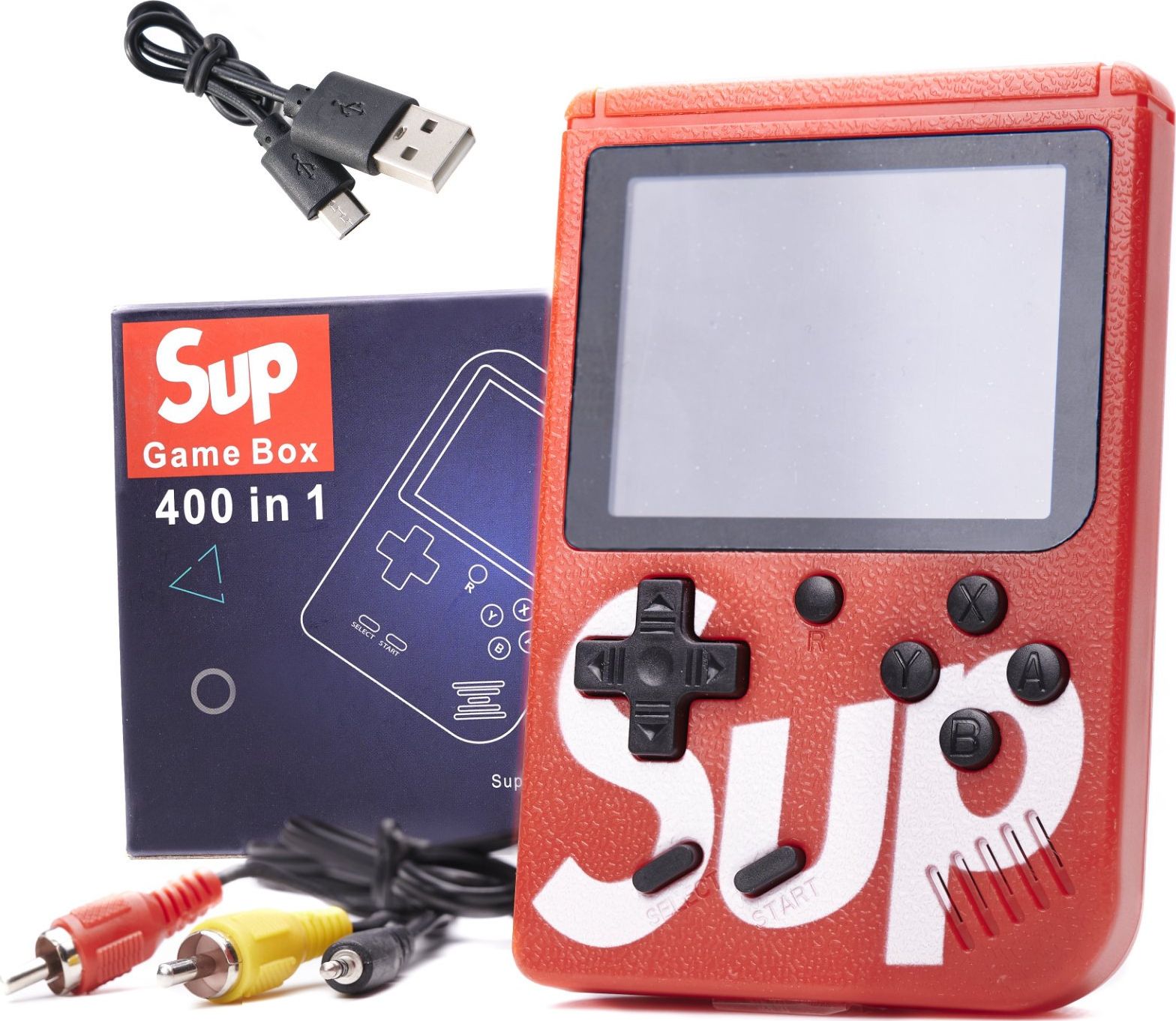 Ikonka Konsola przenośna Game Box 400 gier czerwona