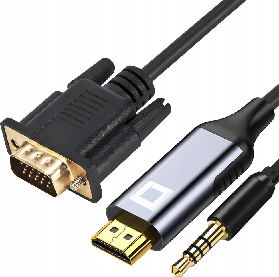 Adapter AV Co2 CO2 KABEL VGA - HDMI PRZEJŚCIÓWKA KONWERTER ADAPTER AUDIO FULL HD 60HZ 1M