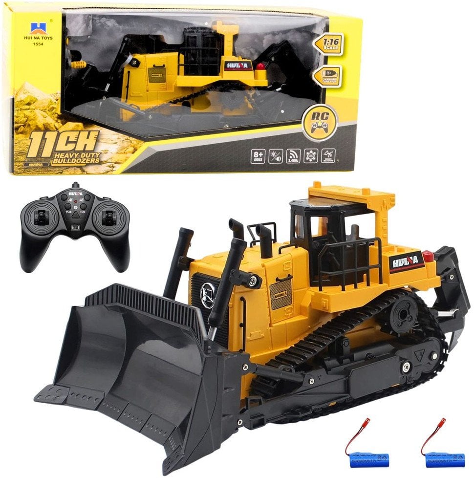 Spychacz Buldożer Samochód Budowlany Zdalnie Sterowany 1:16 R/C Żółty