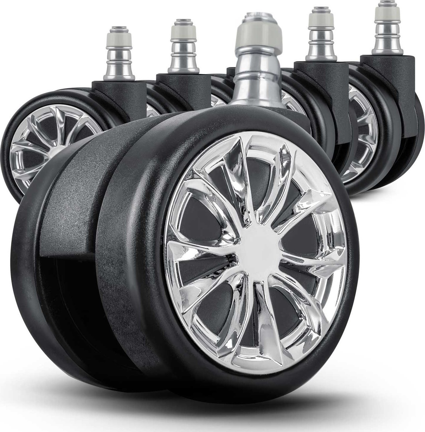 Sofotel czarne gumowe kółka do foteli 5 szt.