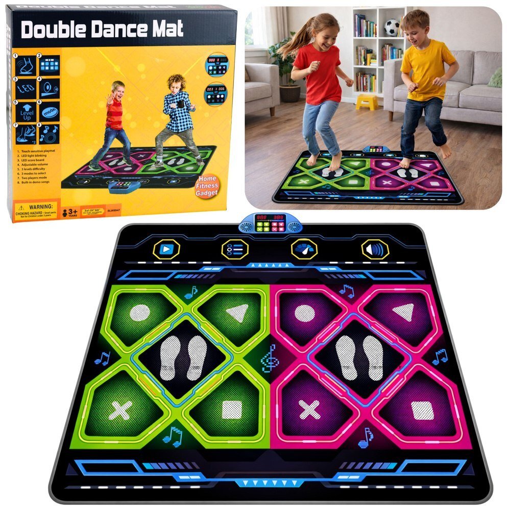 LeanToys Podwójna Mata Taneczna Elektroniczna Do Tańczenia LED 105 x 90 cm LEAN Toys (30651)