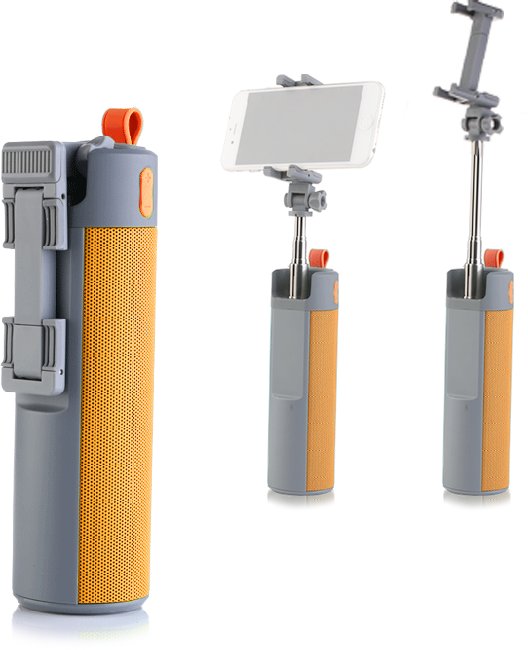 Przenośny głośnik wielofunkcyjny BT z selfie stick Orange one size