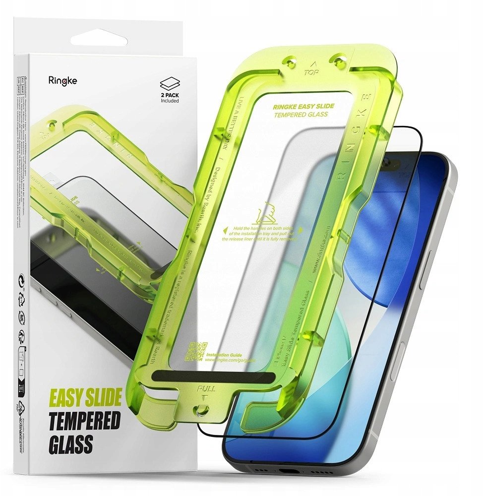 Ringke Szkło hartowane Easy Slide do Apple iPhone 17 Black [2 PACK]
