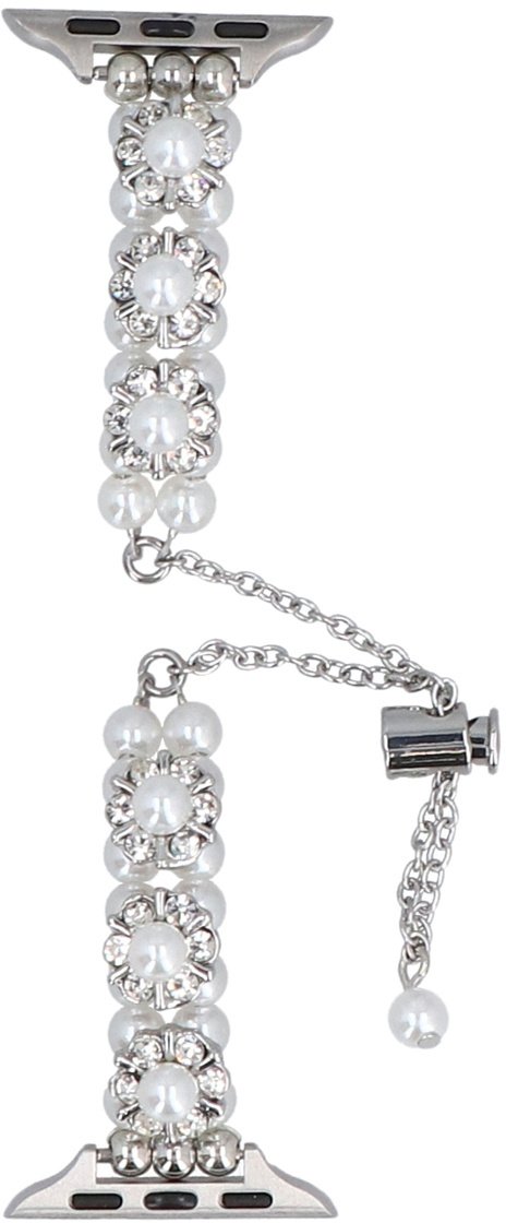 GlacierX bransoleta do smartwatcha Slider Clasp Blossom Charm Bracelet Pearl Gleam do Apple Watch 38/40/41mm Srebrno-perłowa