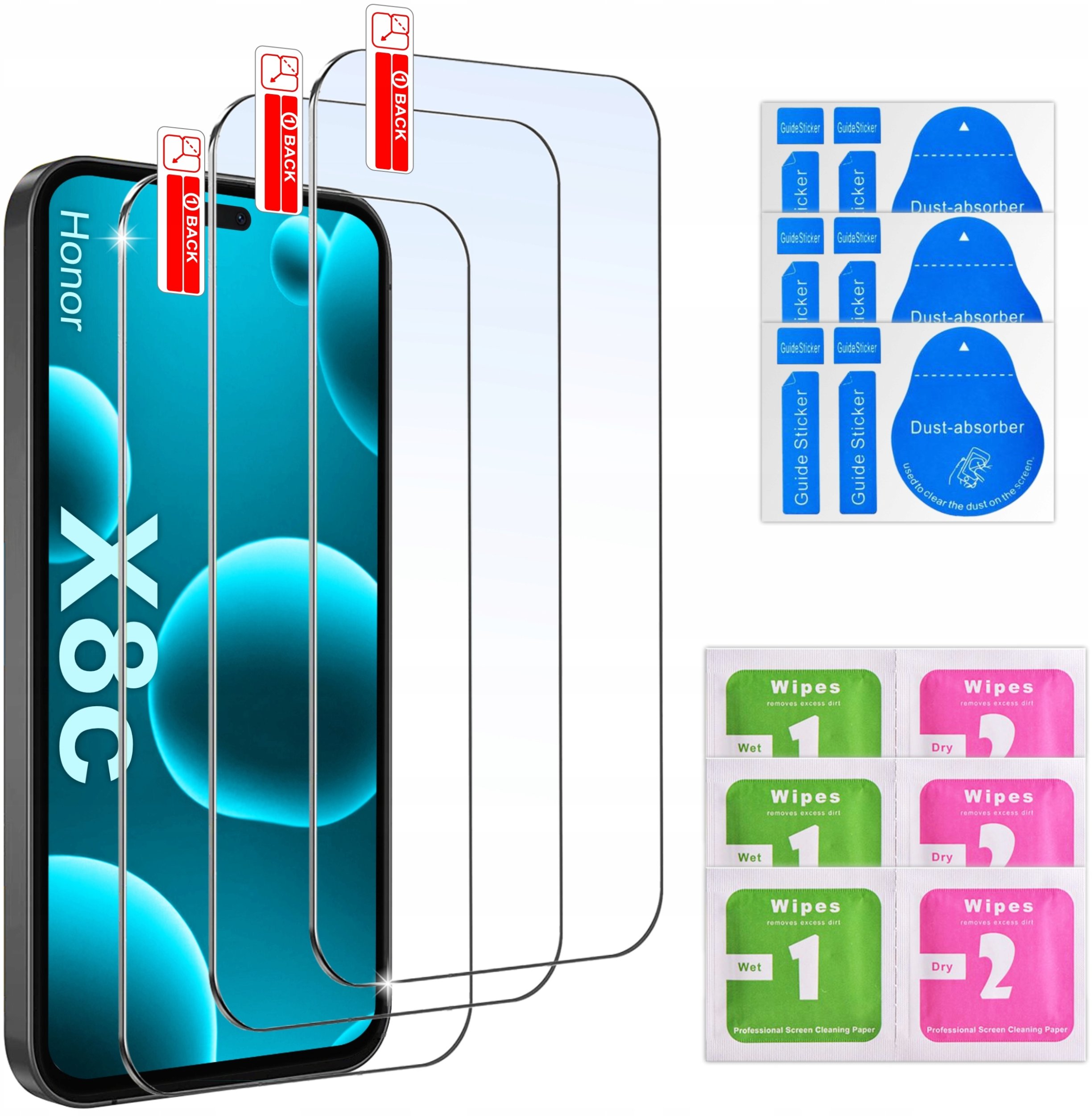 krainaGSM 3x SZKŁO HARTOWANE SZYBKA 9H do Honor X8C zestaw 3 sztuk