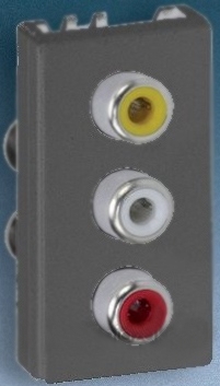 Kontakt-Simon Gniazdo K45/2 głośnikowe CINCH 3xRCA szary grafit - K105B/14