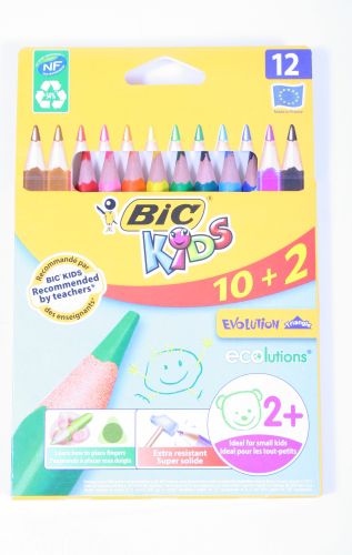 Bic KREDKI KIDS ECOLUTIONS* EVOLUTION TRIANGLE PUDEŁKO 10+2 SZT 887146