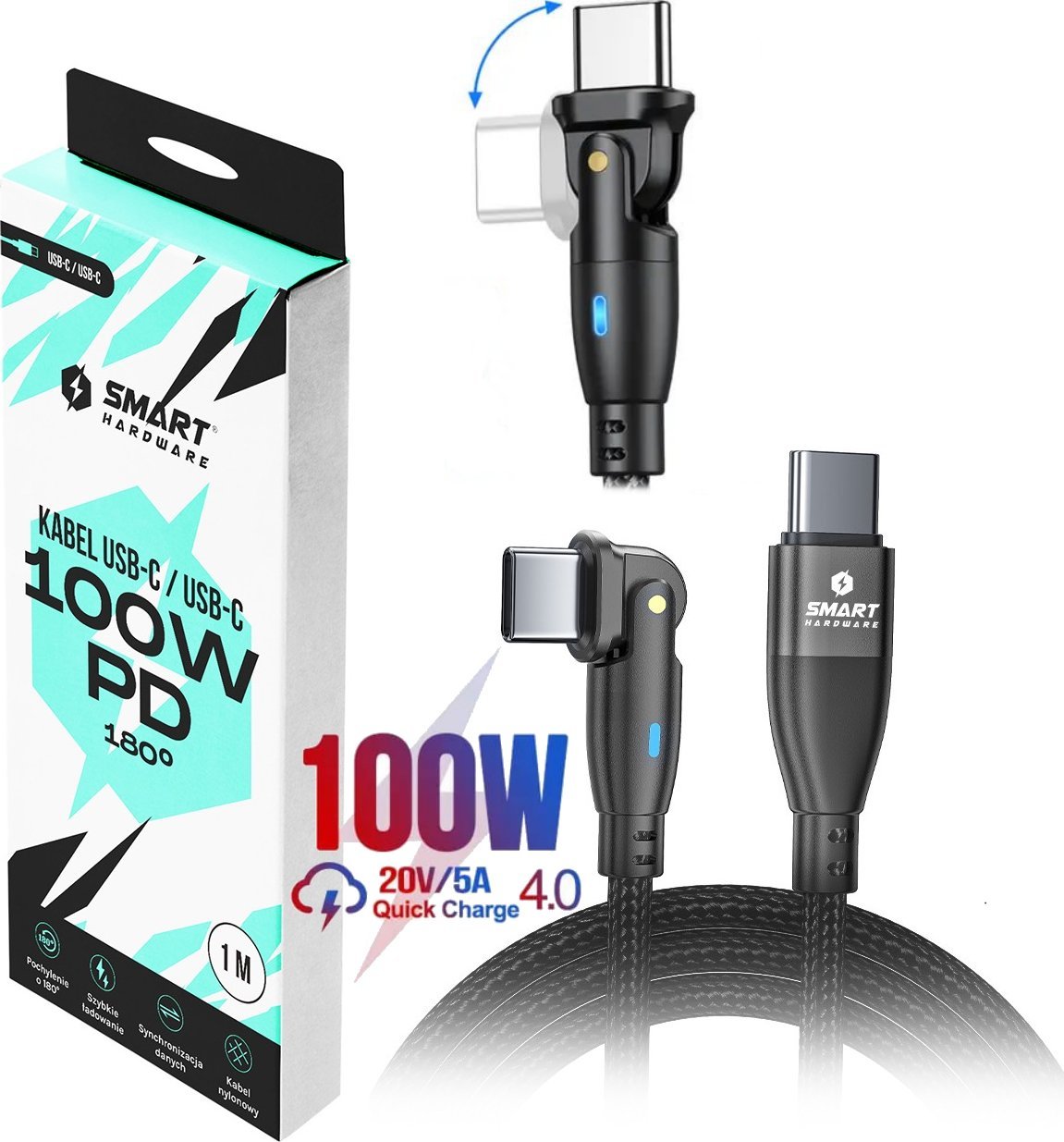 Kabel USB Smart Hardware USB-C - USB-C 1 m Czarny