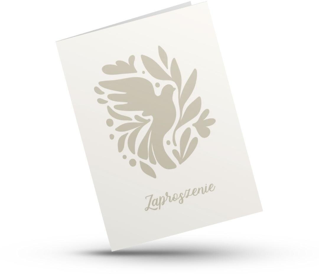 Szaron Kartka składana - Zaproszenie - gołąb - beż