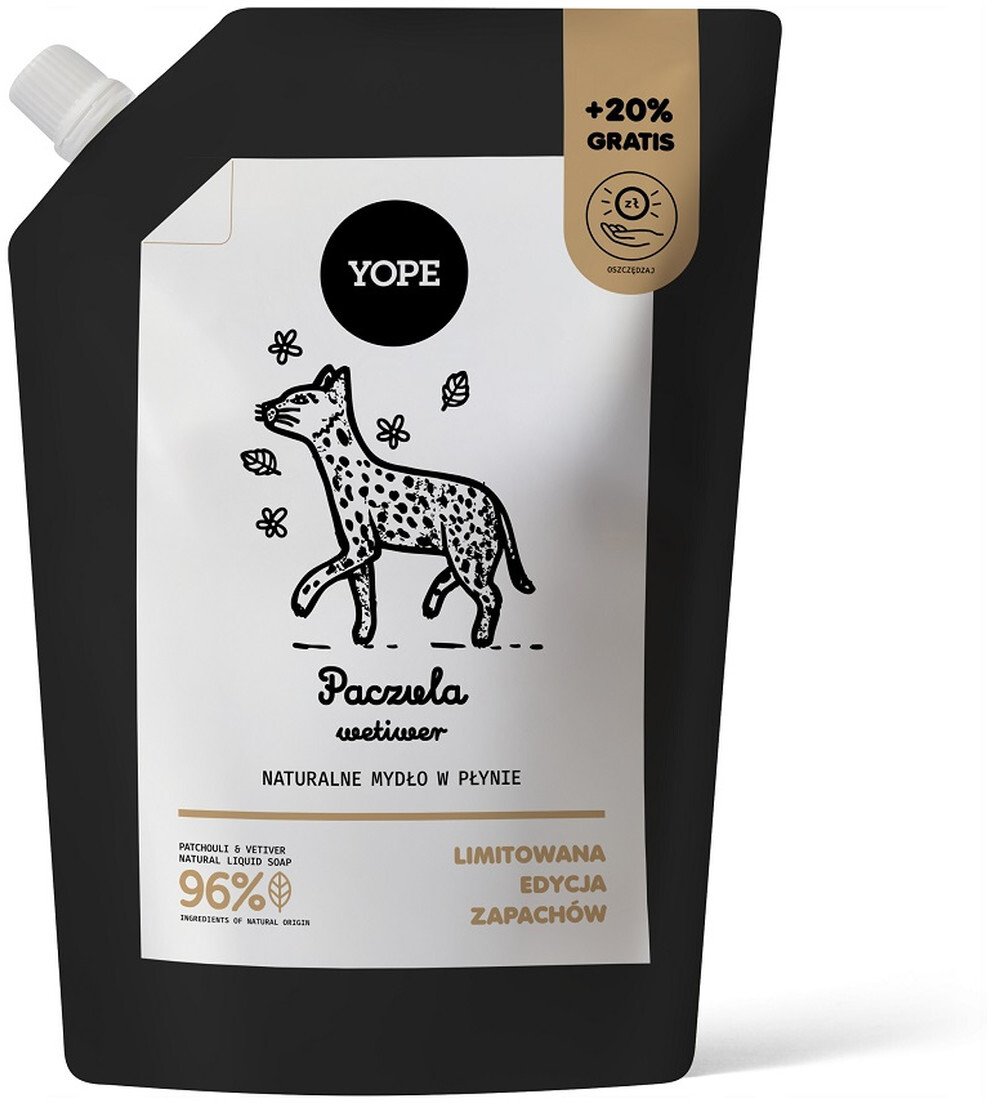 Yope Naturalne Mydło w płynie refill paczuli wetiwera 600ml