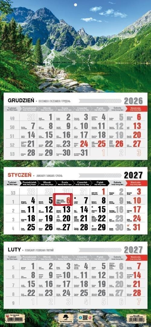 Pan Kalendarzyk Kalendarz 2027 trójdzielny Tatry Morskie Oko