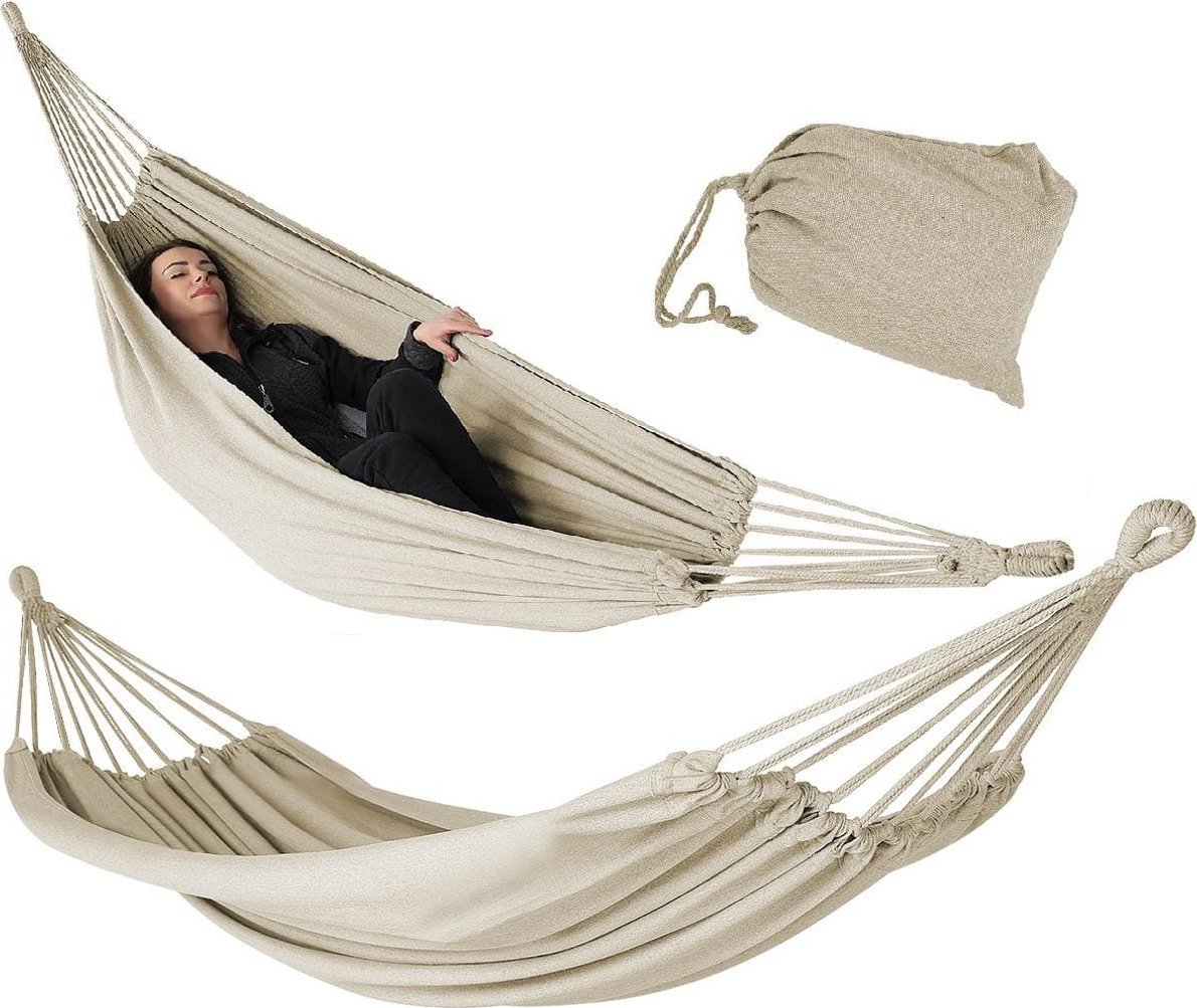 HAMAK OGRODOWY 1 OSOBOWY 200X100CM Z POKROWCEM ECRU 1065427