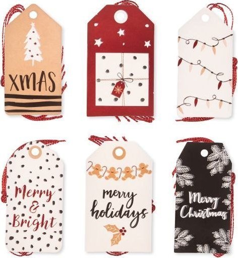 Dalprint ZAWIESZKI DO PREZENTÓW ZE SZNURKIEM, MERRY HOLIDAYS, 24 SZT.