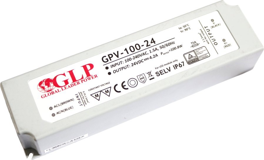 GLP power supply GPV series 36V/2,8A, CV, non-PFC, IP67 plastic case