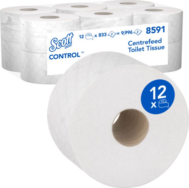 Scott Scott Control - Papier toaletowy centralnie odwijany, biały, 2-warstwy - Makulatura