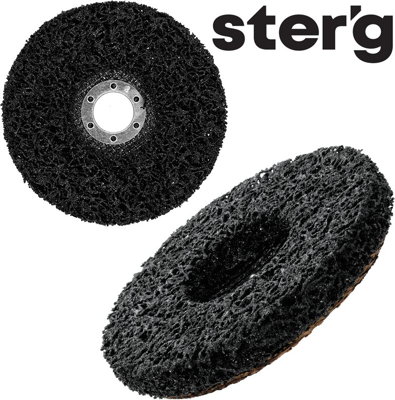 Sterg STER'G Włóknina Ścierna 125 mm Czarna Do Metalu Czyszczenie Agresywne