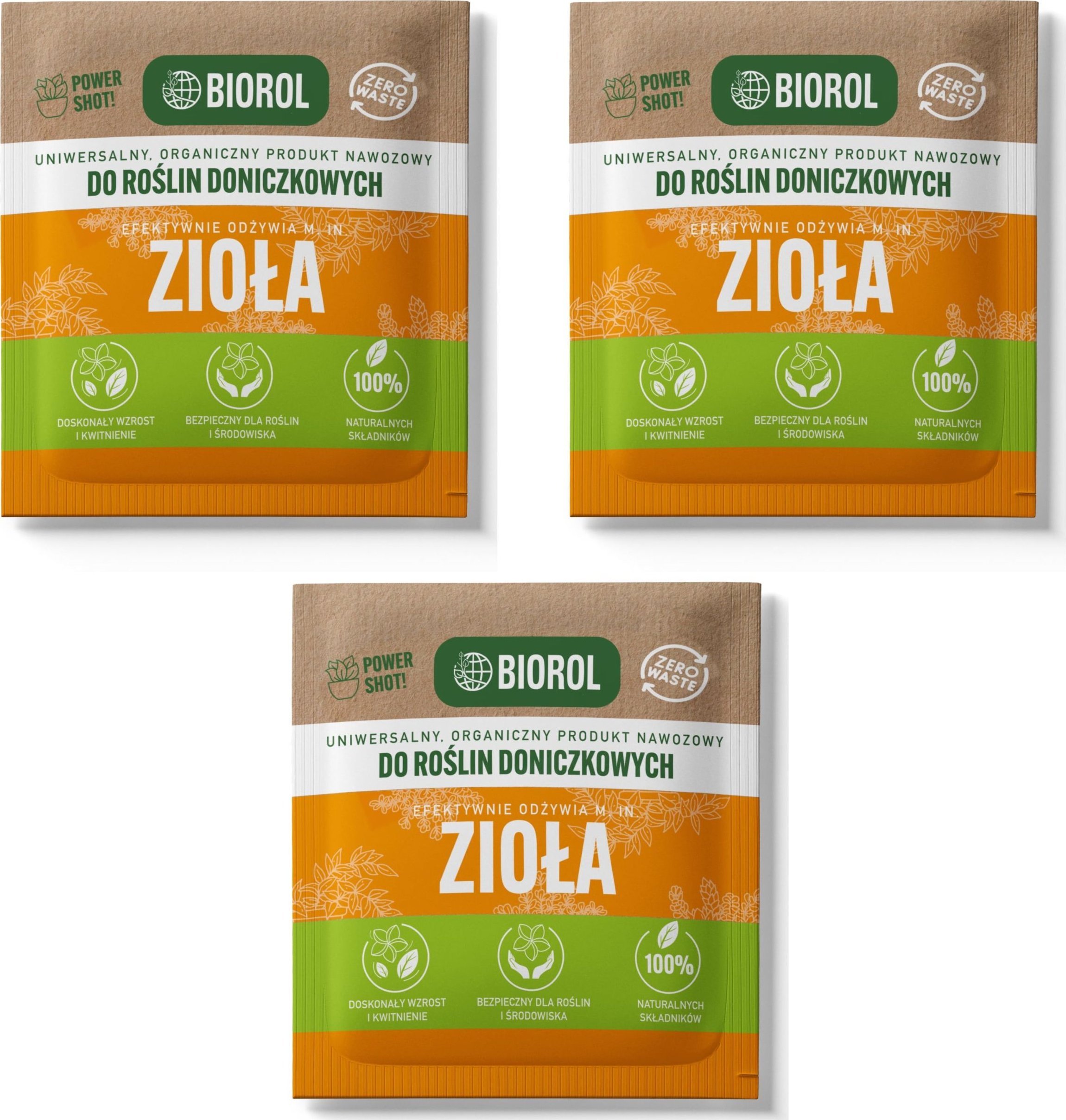 3x Nawóz BIOROL Power Shot 50g do ziół Odżywka na zioła