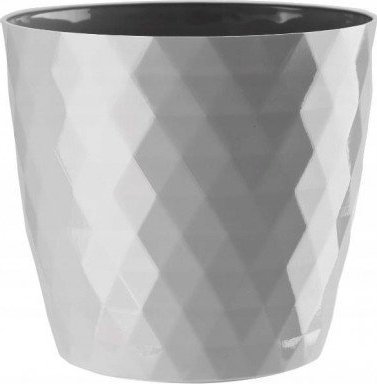 Galicja Doniczka plastikowa okrągła szara 12 cm Cristal