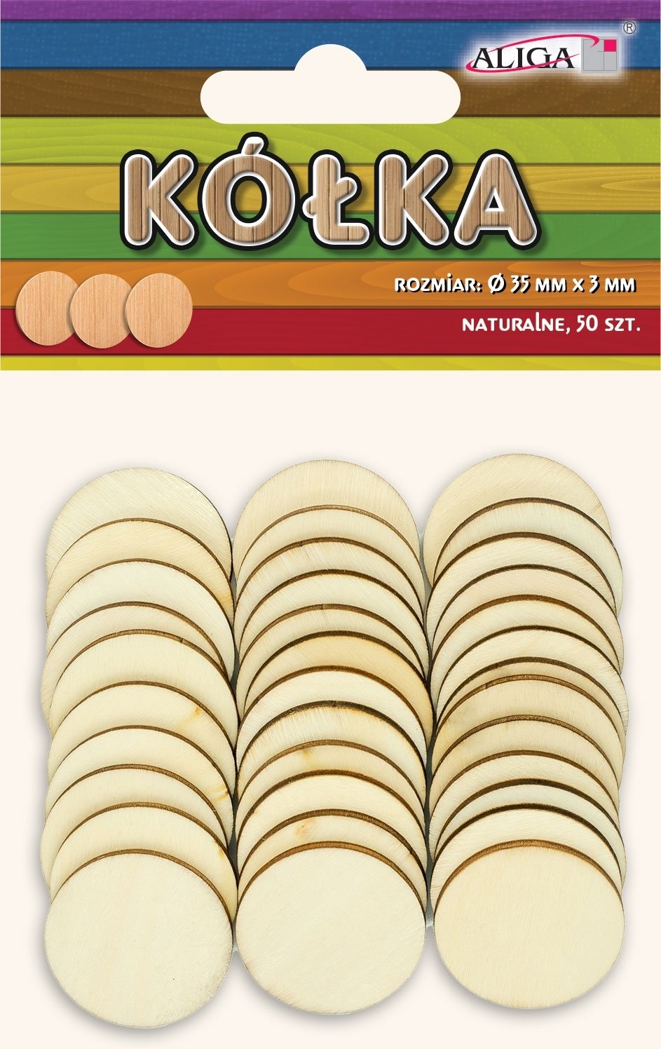 Aliga kółka naturalne 30 szt.,śr.35 mm PK-6388