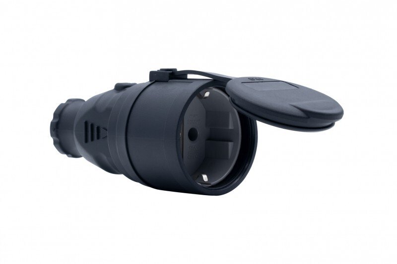 F-Elektro Gniazdo gumowe SCHUKO czarne 16A IP44