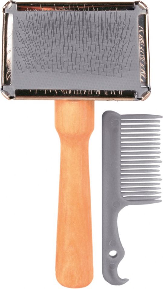 Trixie MIĘKKA SZCZOTKA Z GRZEBYKIEM CZYSZCZĄCYM 6 x 13 cm