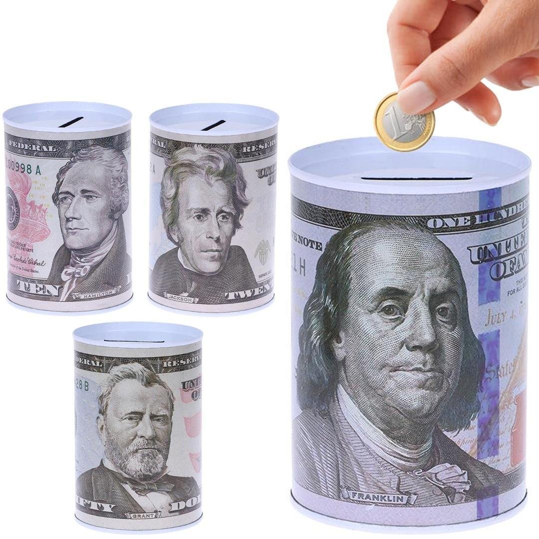 Trifox Skarbonka metalowa banknot dolar