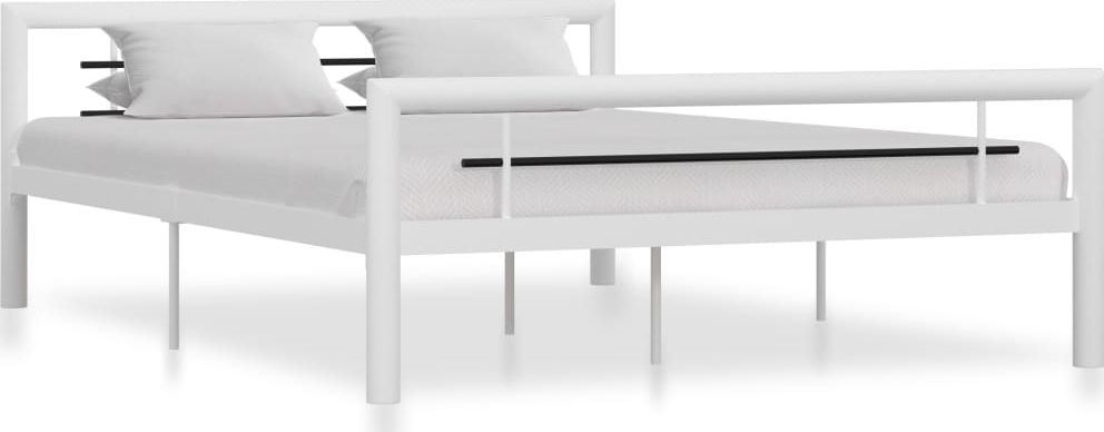 Фото - Ліжко VidaXL Rama łóżka, biało-czarna, metalowa, 140 x 200 cm 