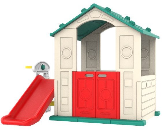 Ramiz Domek Ogrodowy 3w1 dla dzieci Zielony Dach + Zjeżdżalnia + Koszykówka