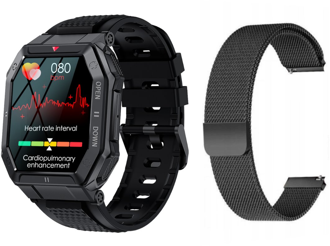 Smartwatch GlacierX Smartwatch Trail Black + Bransoleta mesh GX-TC55 BM