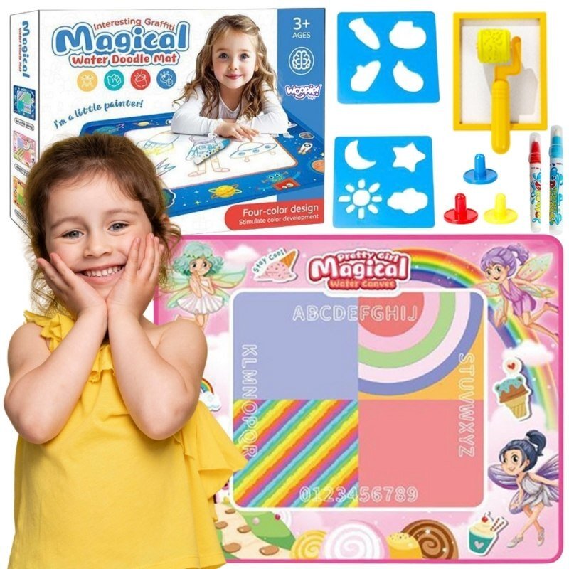 Woopie MATA WODNA DO MALOWANIA XXL 100X80CM WRÓŻKI RÓŻOWA EDUKACYJNA DLA DZIECI