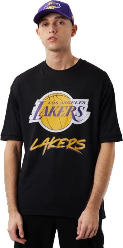 New Era NBA Los Angeles Lakers Script Mesh Tee 60284737 Czarne L
