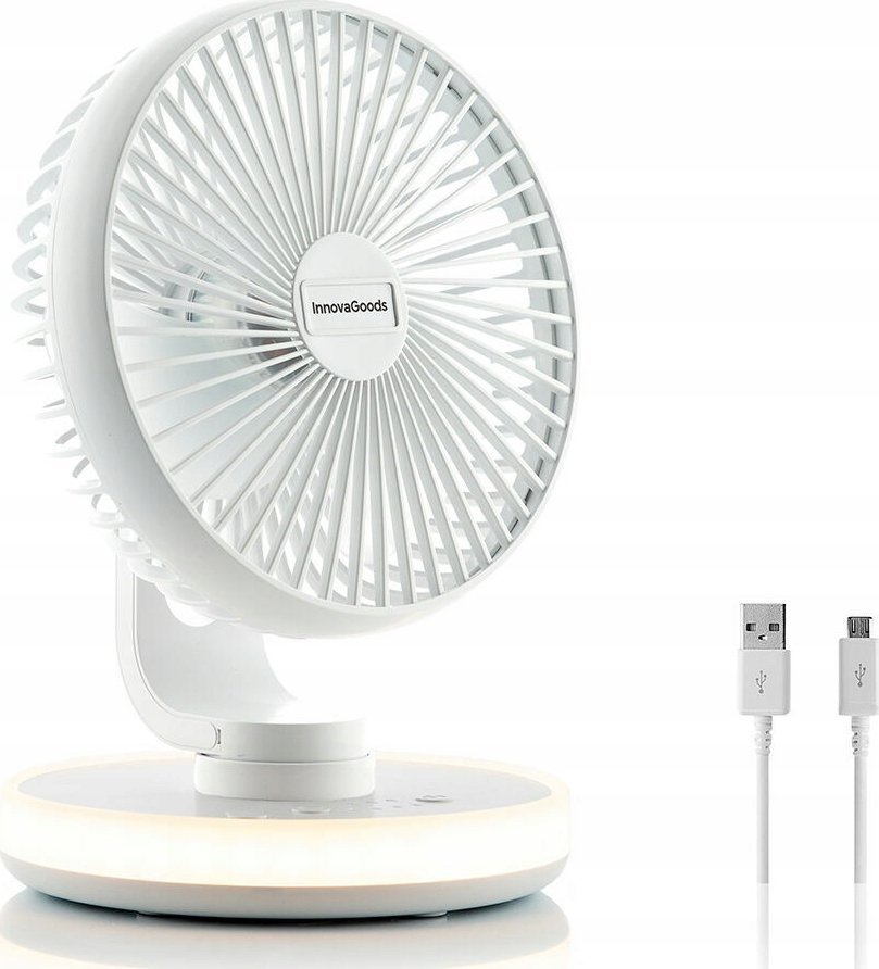 Wentylator InnovaGoods Rechargeable Desk Fan with LED FanLed