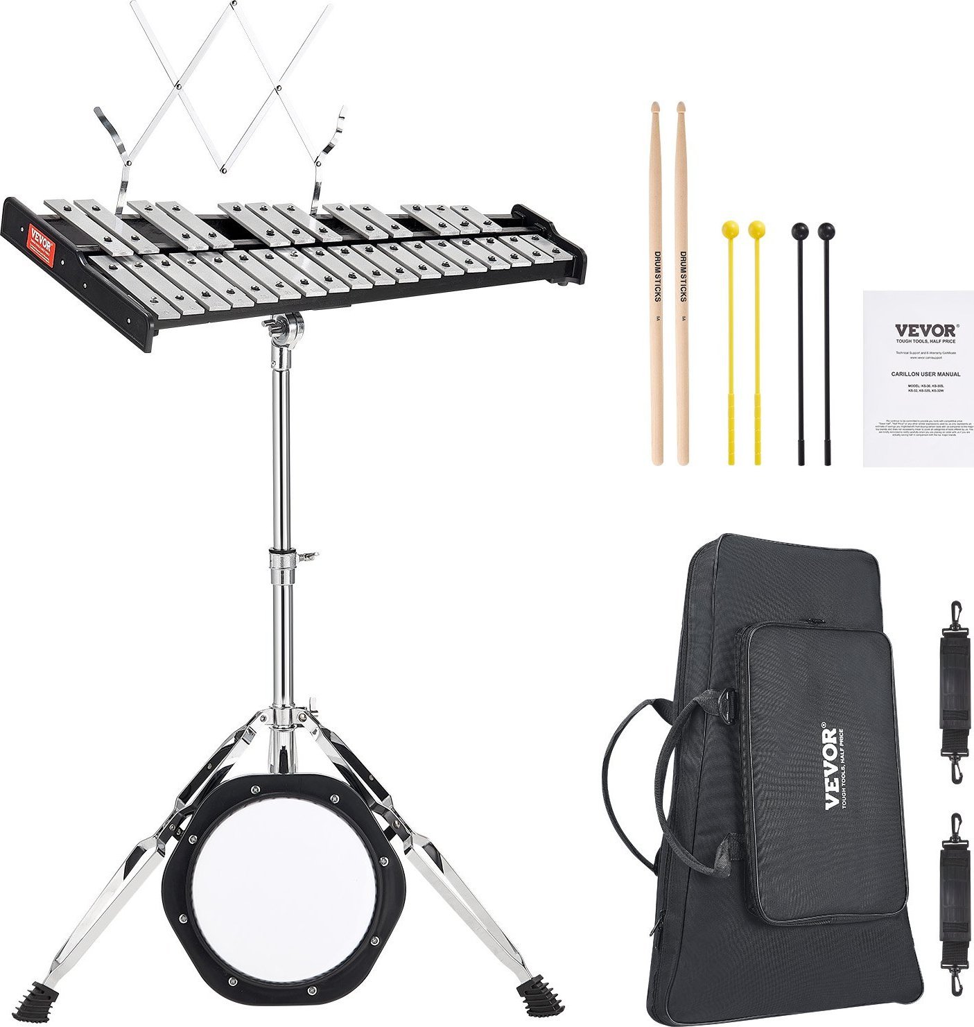 Ksylofon 30-tonowy z pałeczkami i statywem