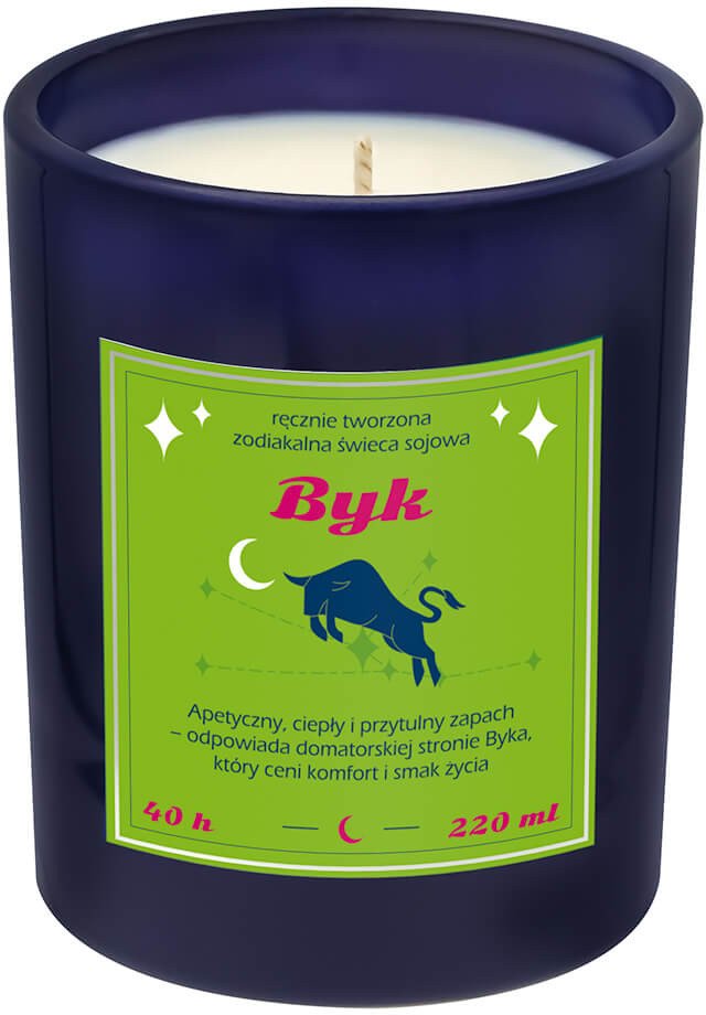 Cup&You Świeca zodiakalna zapachowa BYK - bezpieczna, ręcznie robiona w szklanym słoiczku na prezent upominek dla osoby ze znakiem zodiaku BYKA