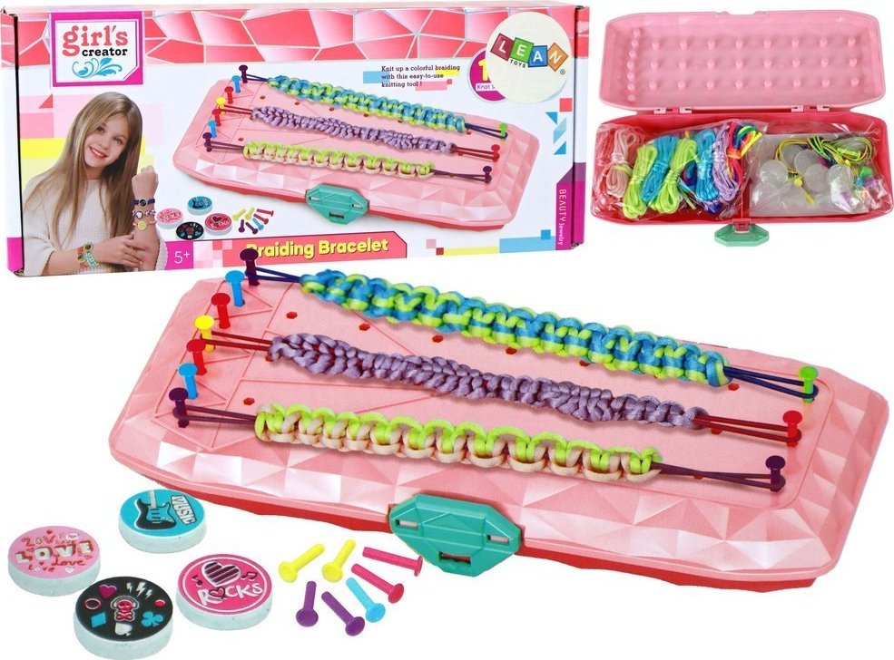 LeanToys Zestaw do Robienia Bransoletek Pudełko Różowe