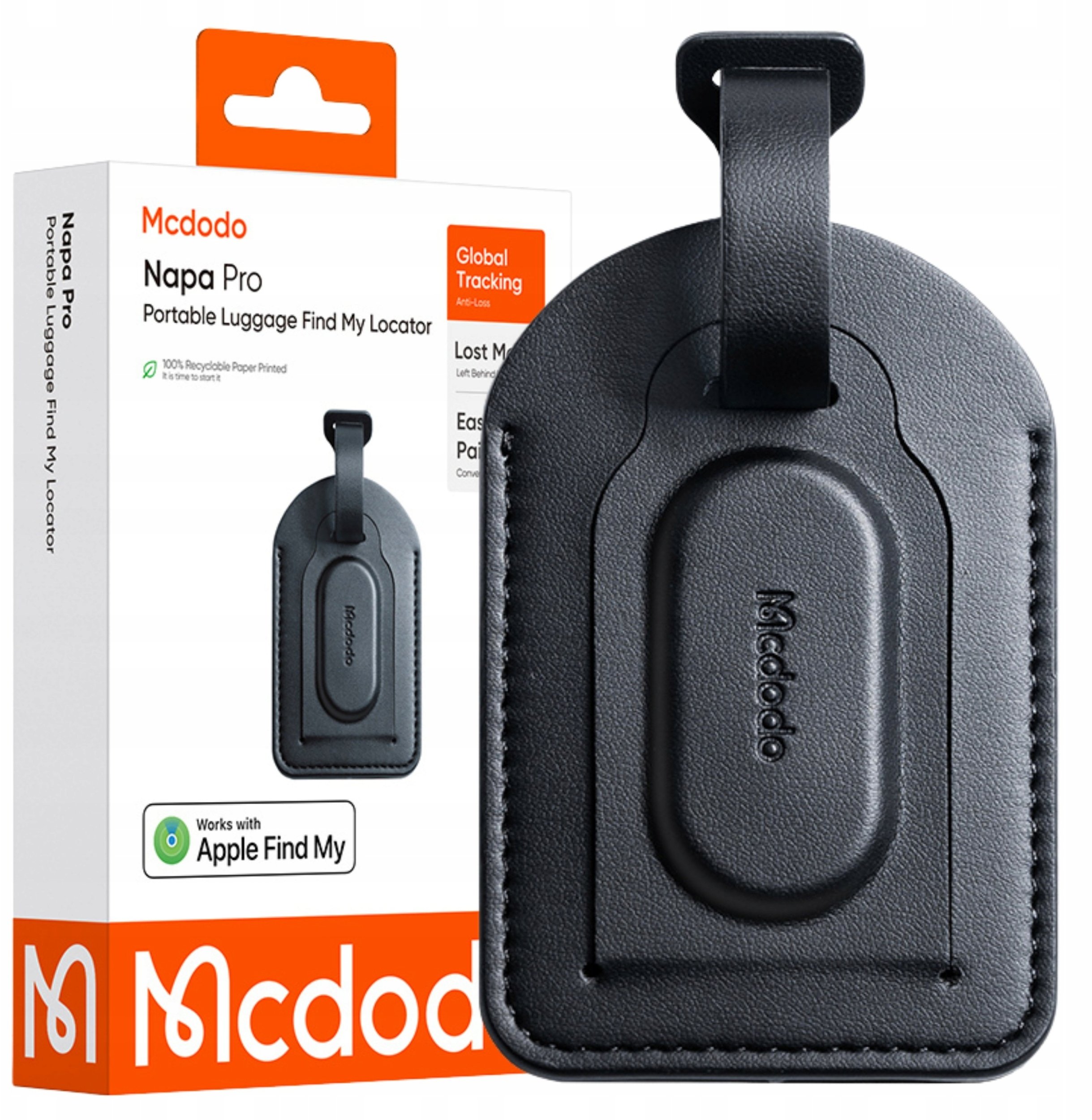Mcdodo Lokalizator GPS do bagażu torby plecaka do Apple Find My czarny